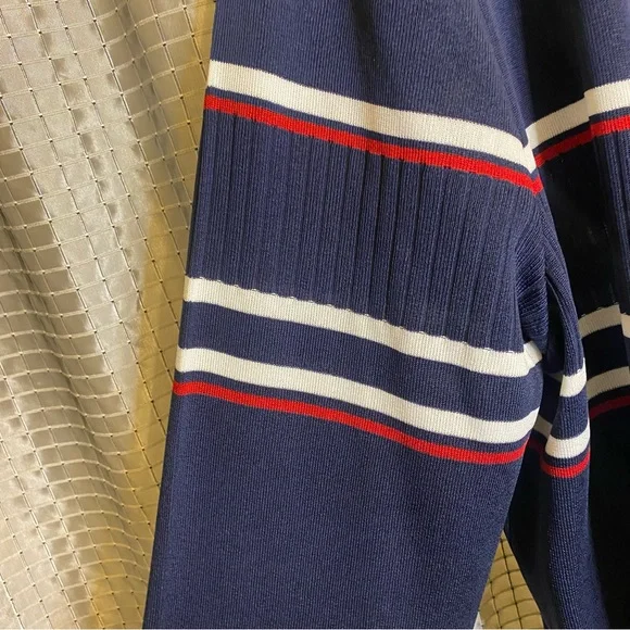 Marie St. Monet Striped Navy Blue/White/Red Cardigan XL - Picture 6 of 7
